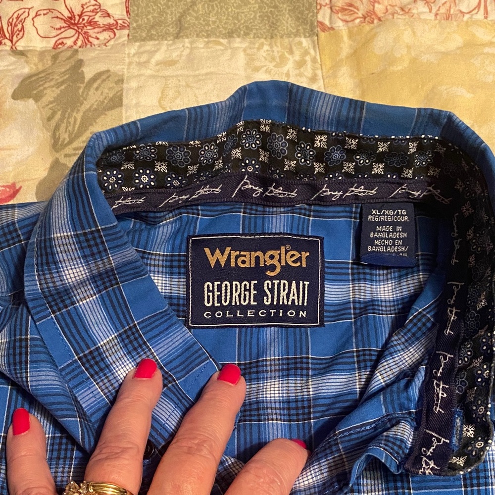 Wrangler George Strait Collection Blue Plaid Shirt Size XL